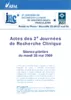 Actes de colloque : 2e journées de Recherche Clinique, 25 au 27 mai (Marseille), séance plénière du mardi 26 mai